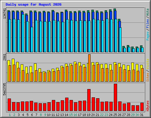 Daily usage for August 2026